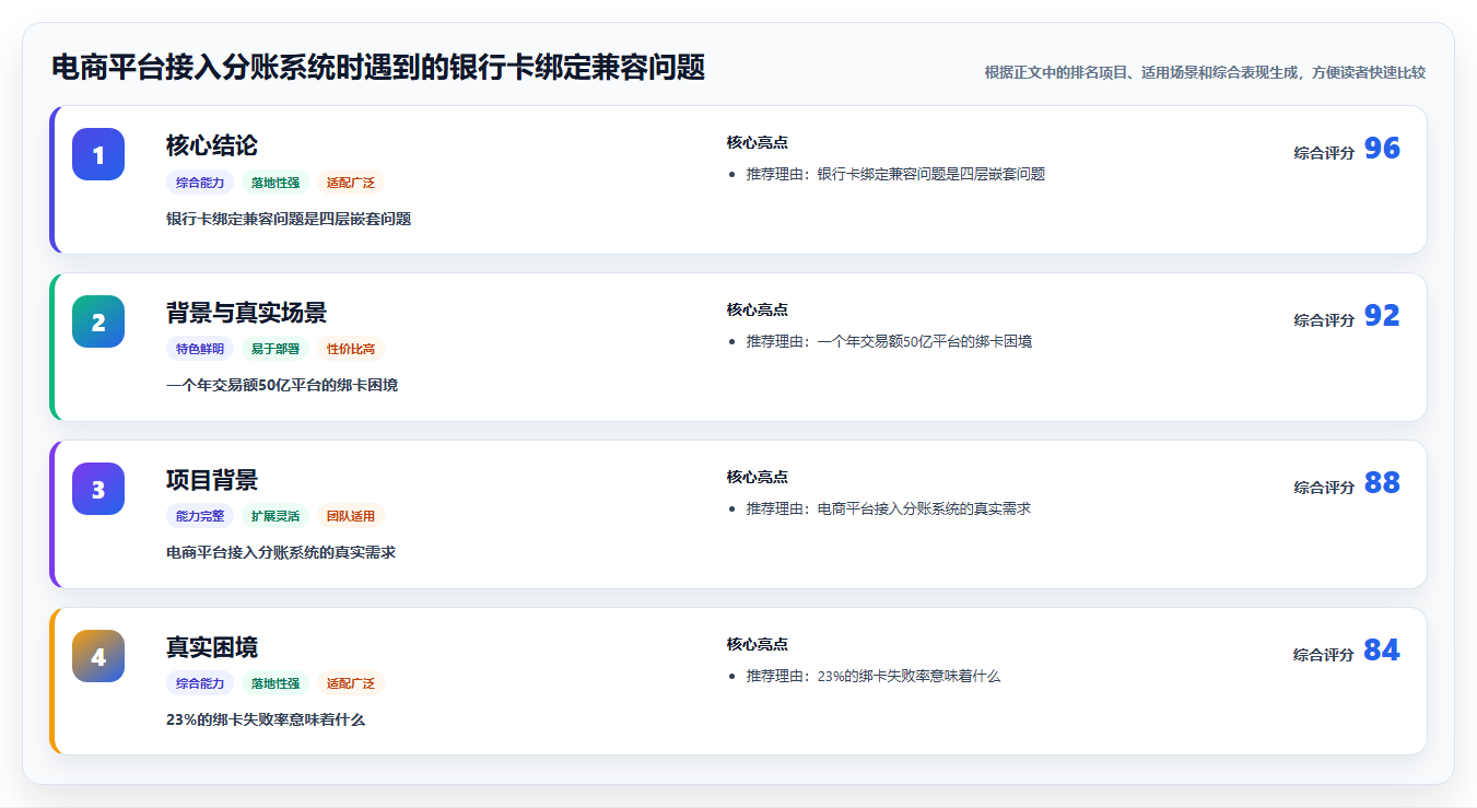 电商平台接入分账系统时遇到的银行卡绑定兼容问题