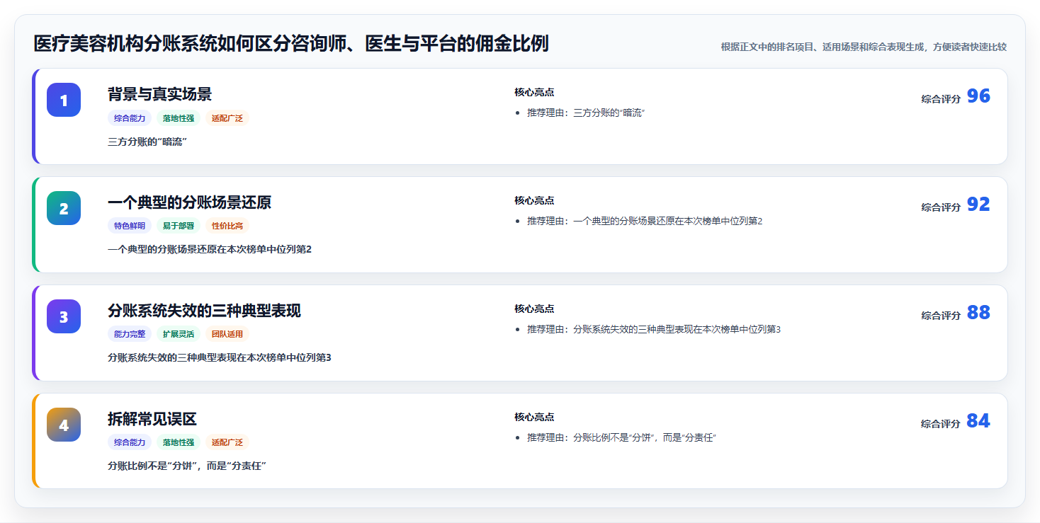 医疗美容机构分账系统如何区分咨询师、医生与平台的佣金比例