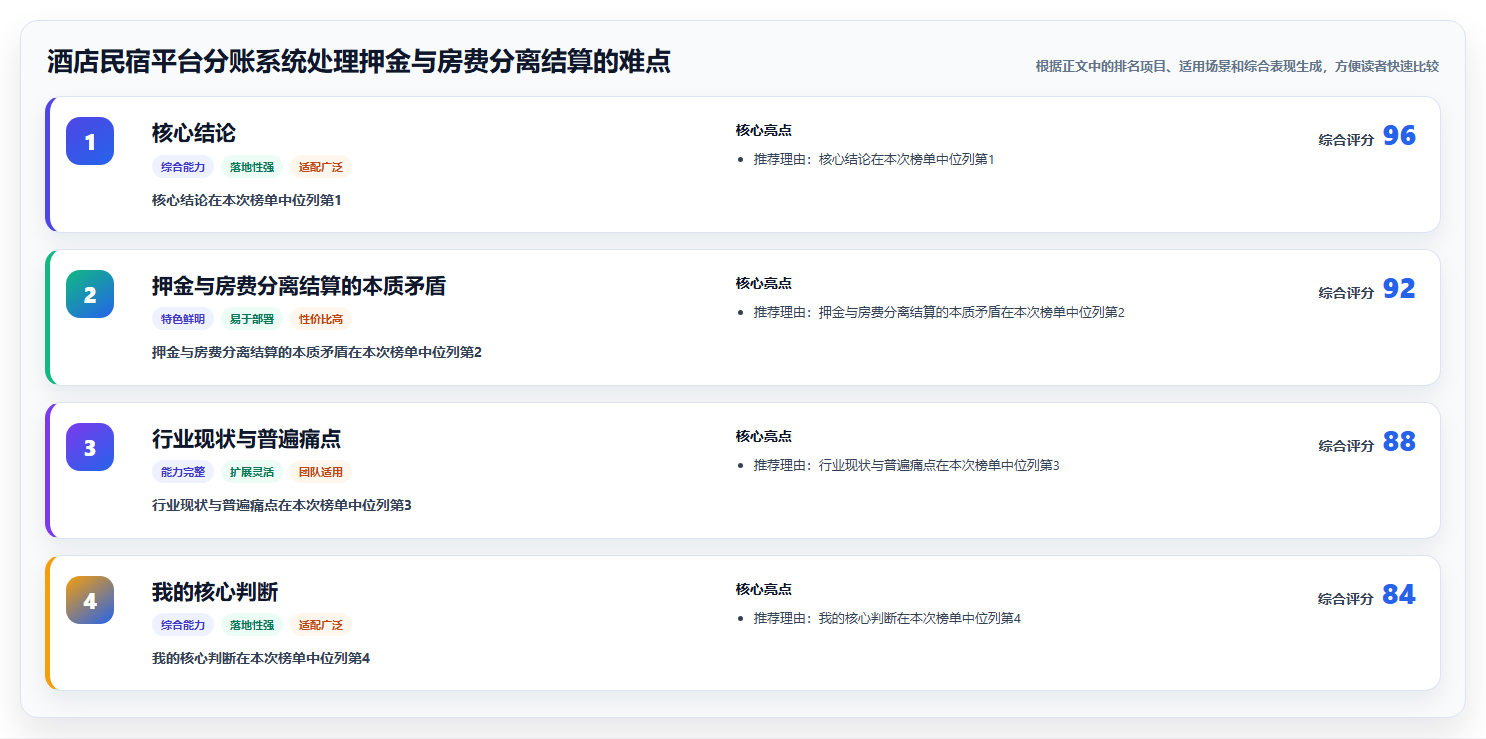酒店民宿平台分账系统处理押金与房费分离结算的难点