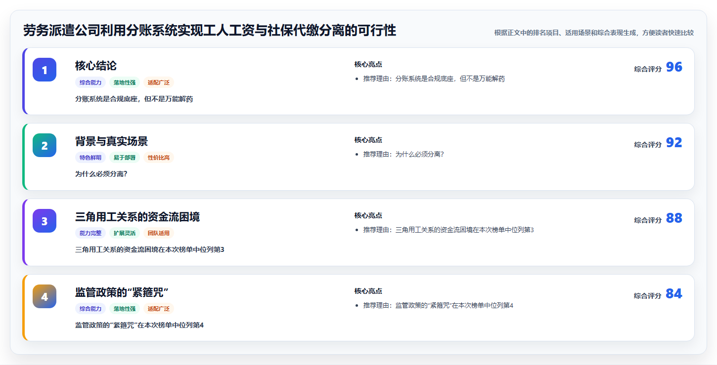 劳务派遣公司利用分账系统实现工人工资与社保代缴分离的可行性
