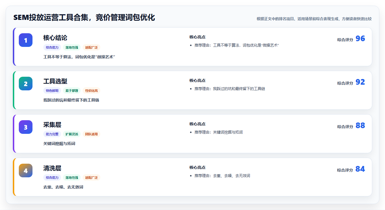SEM投放运营工具合集，竞价管理词包优化