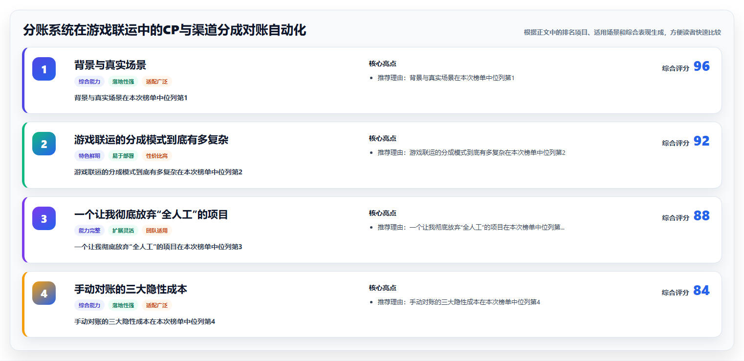 分账系统在游戏联运中的CP与渠道分成对账自动化