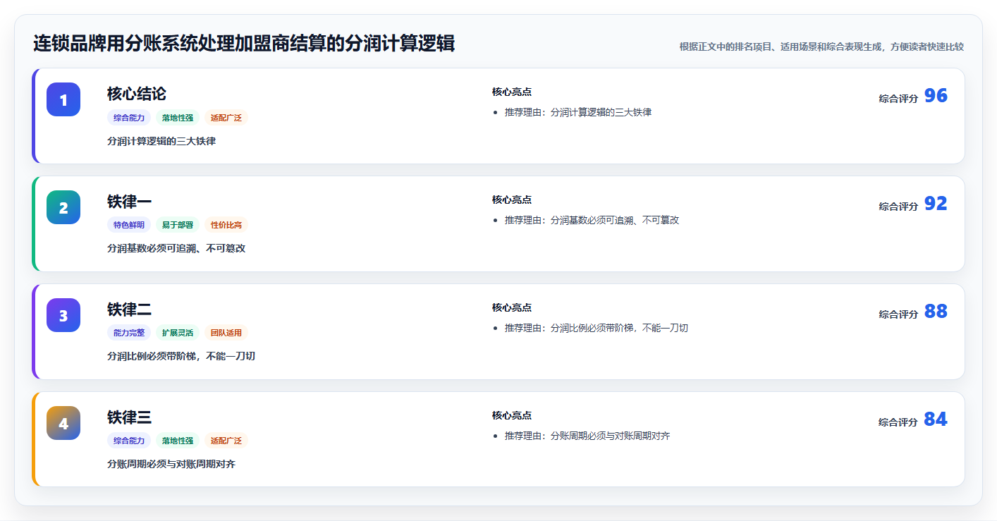 连锁品牌用分账系统处理加盟商结算的分润计算逻辑