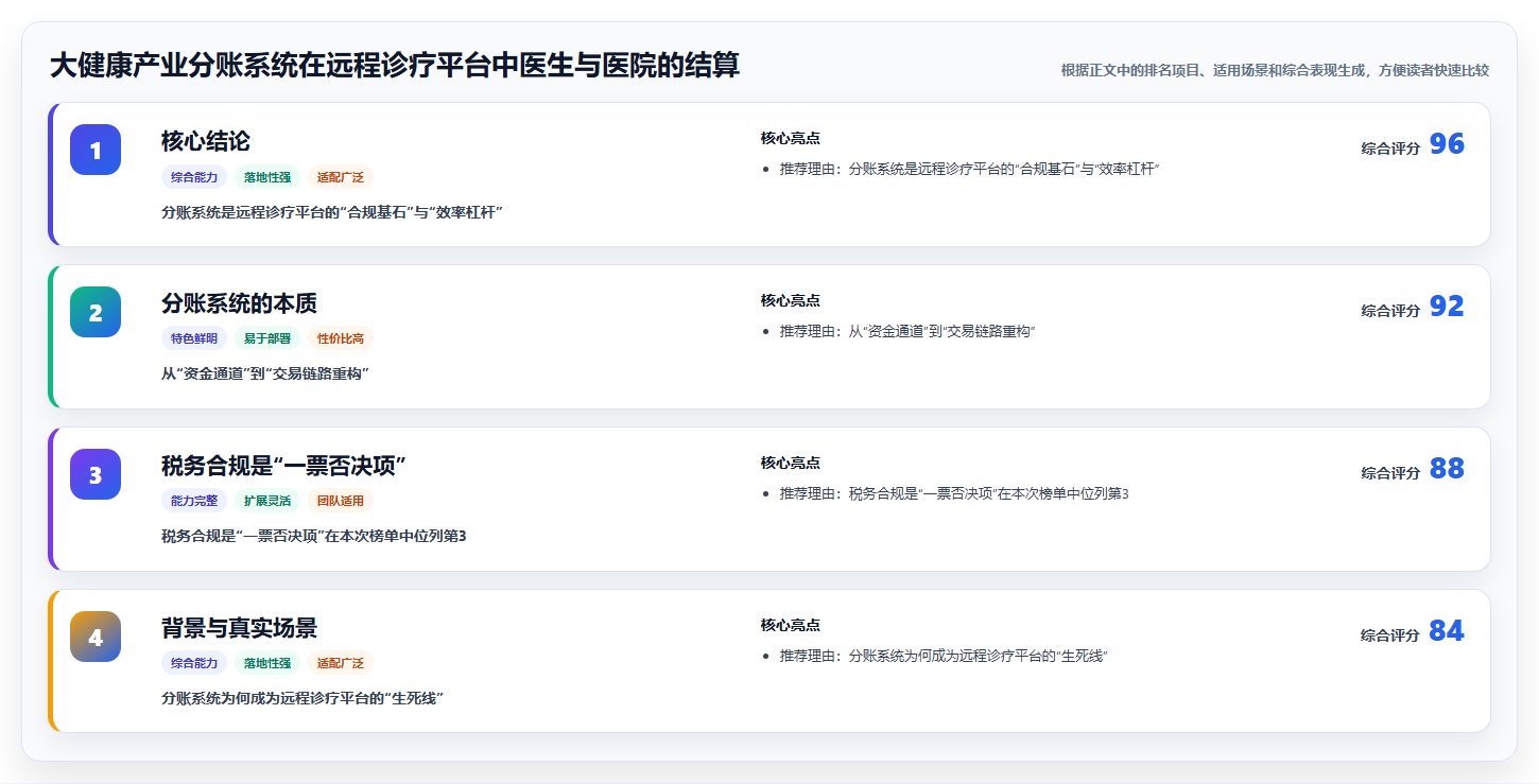 大健康产业分账系统在远程诊疗平台中医生与医院的结算