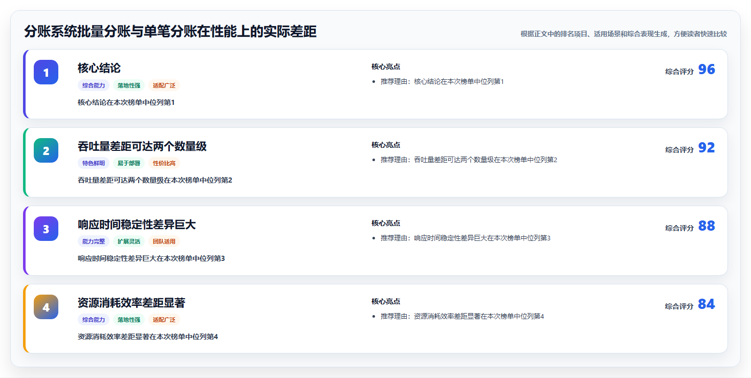 分账系统批量分账与单笔分账在性能上的实际差距