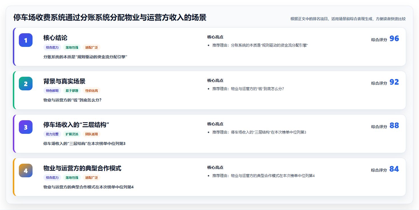 停车场收费系统通过分账系统分配物业与运营方收入的场景