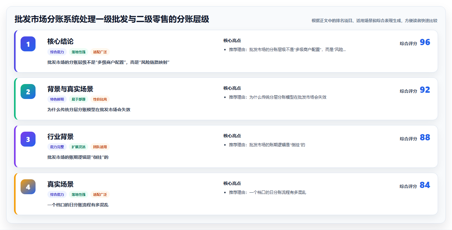 批发市场分账系统处理一级批发与二级零售的分账层级