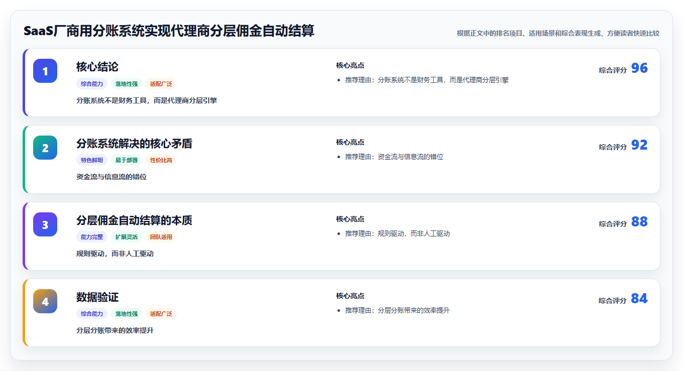 SaaS厂商用分账系统实现代理商分层佣金自动结算
