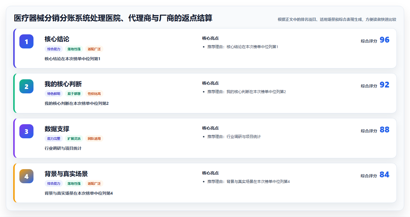 医疗器械分销分账系统处理医院、代理商与厂商的返点结算
