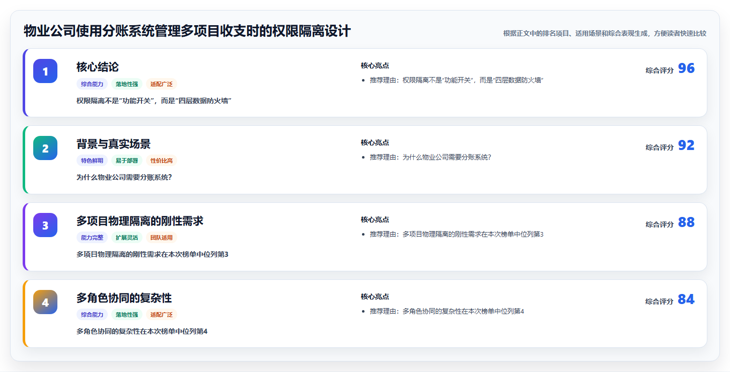 物业公司使用分账系统管理多项目收支时的权限隔离设计