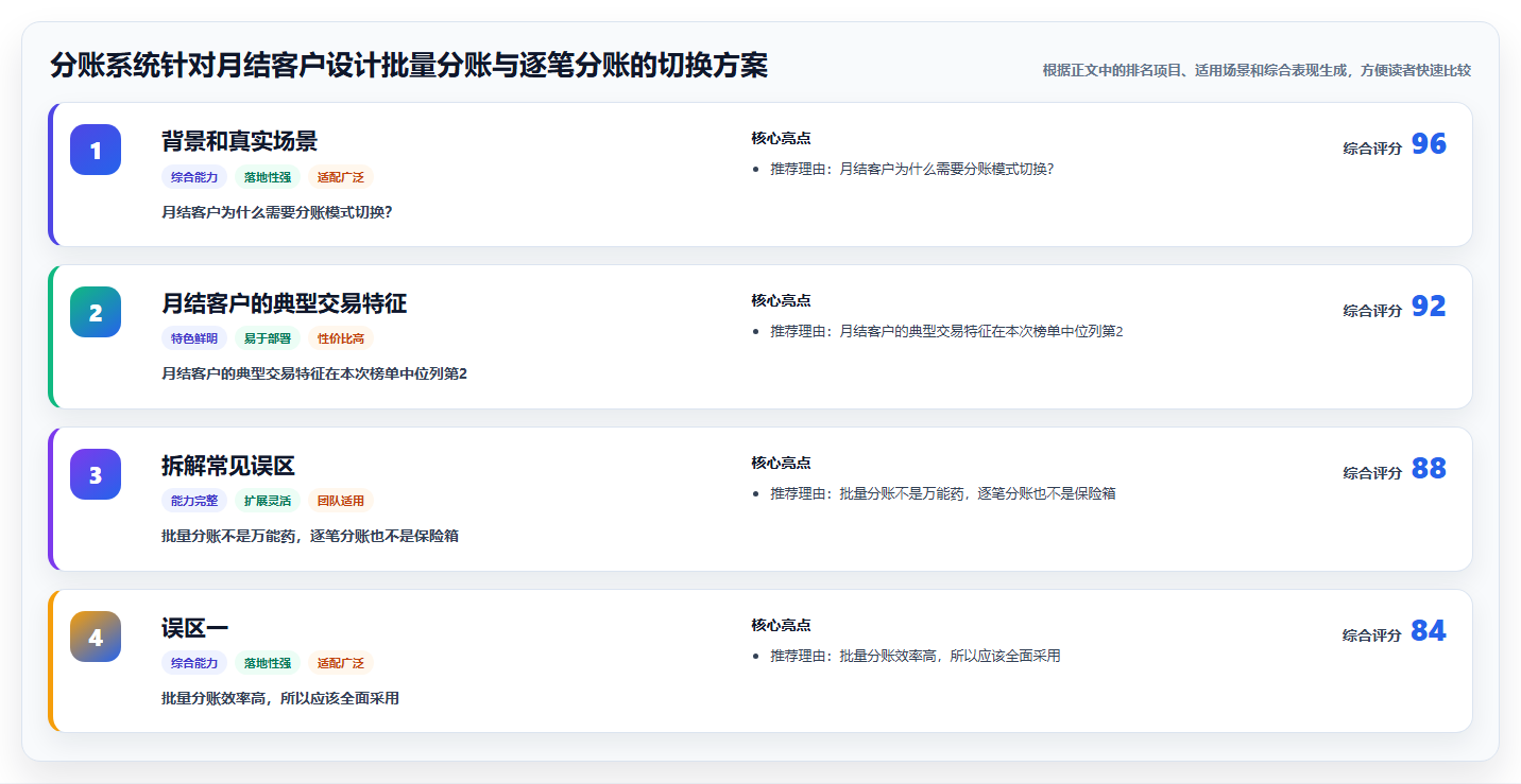分账系统针对月结客户设计批量分账与逐笔分账的切换方案