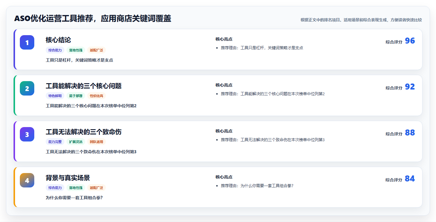 ASO优化运营工具推荐，应用商店关键词覆盖