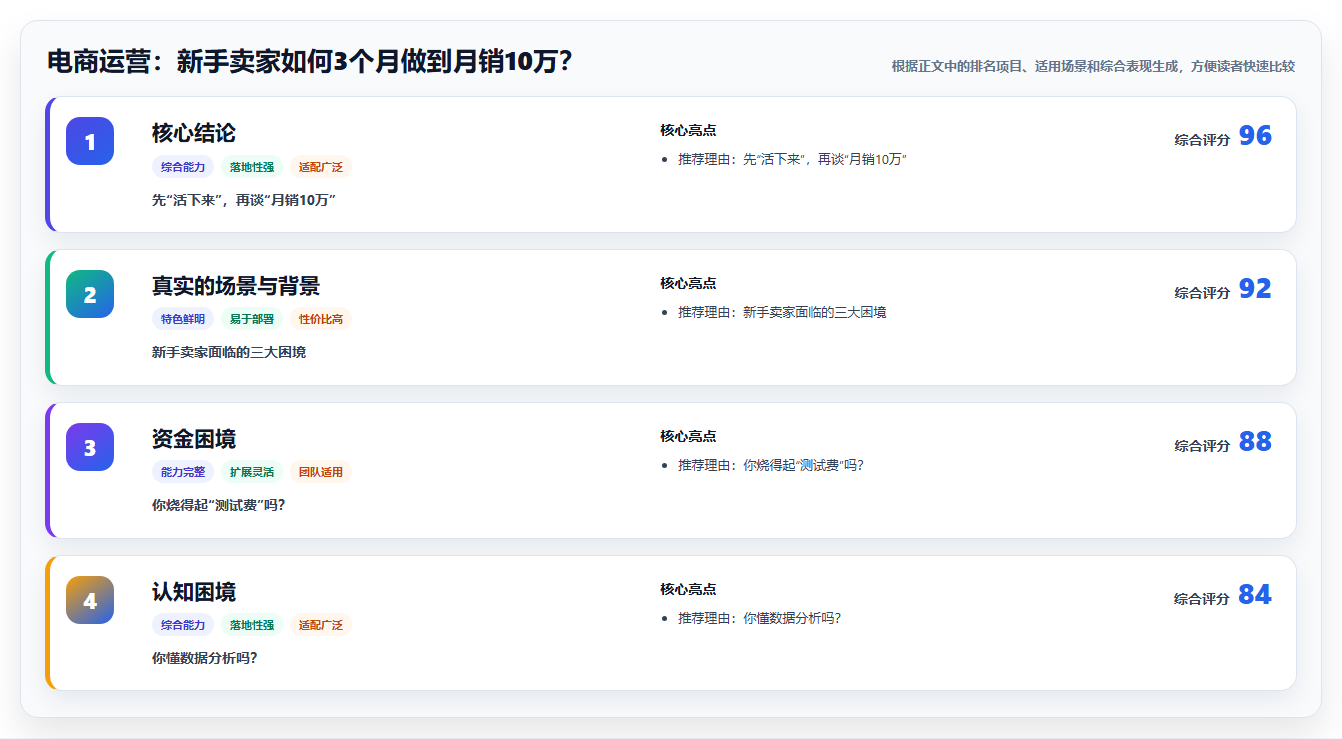 电商运营：新手卖家如何3个月做到月销10万？