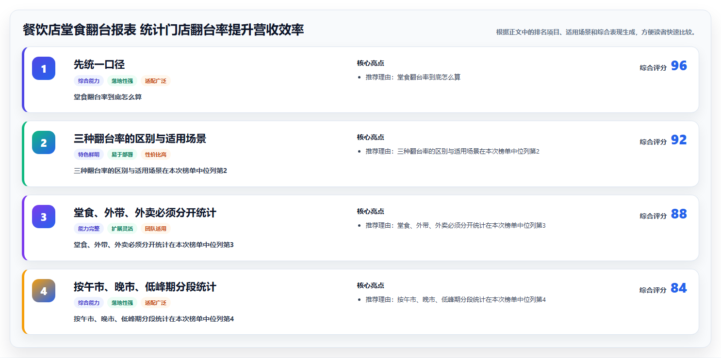 餐饮店堂食翻台报表 统计门店翻台率提升营收效率