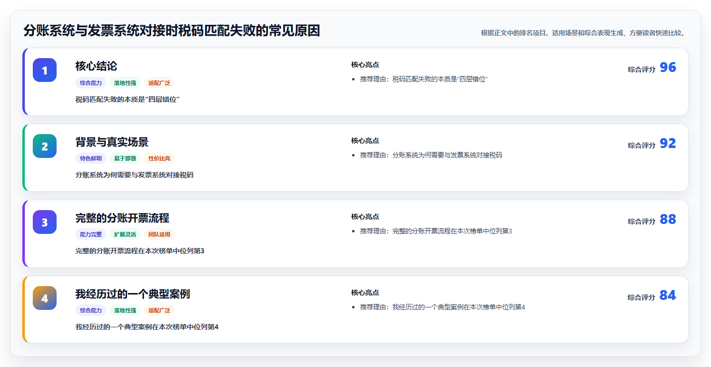 分账系统与发票系统对接时税码匹配失败的常见原因