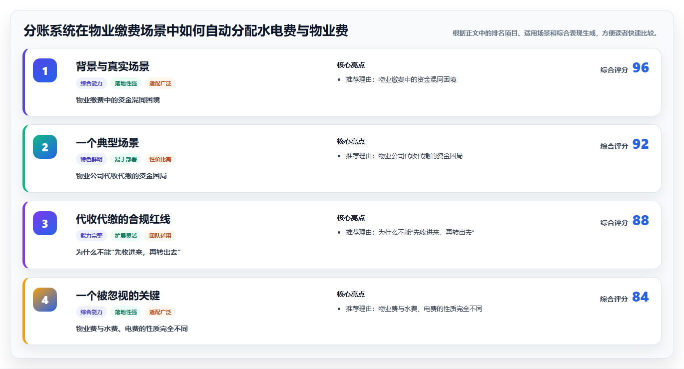 分账系统在物业缴费场景中如何自动分配水电费与物业费