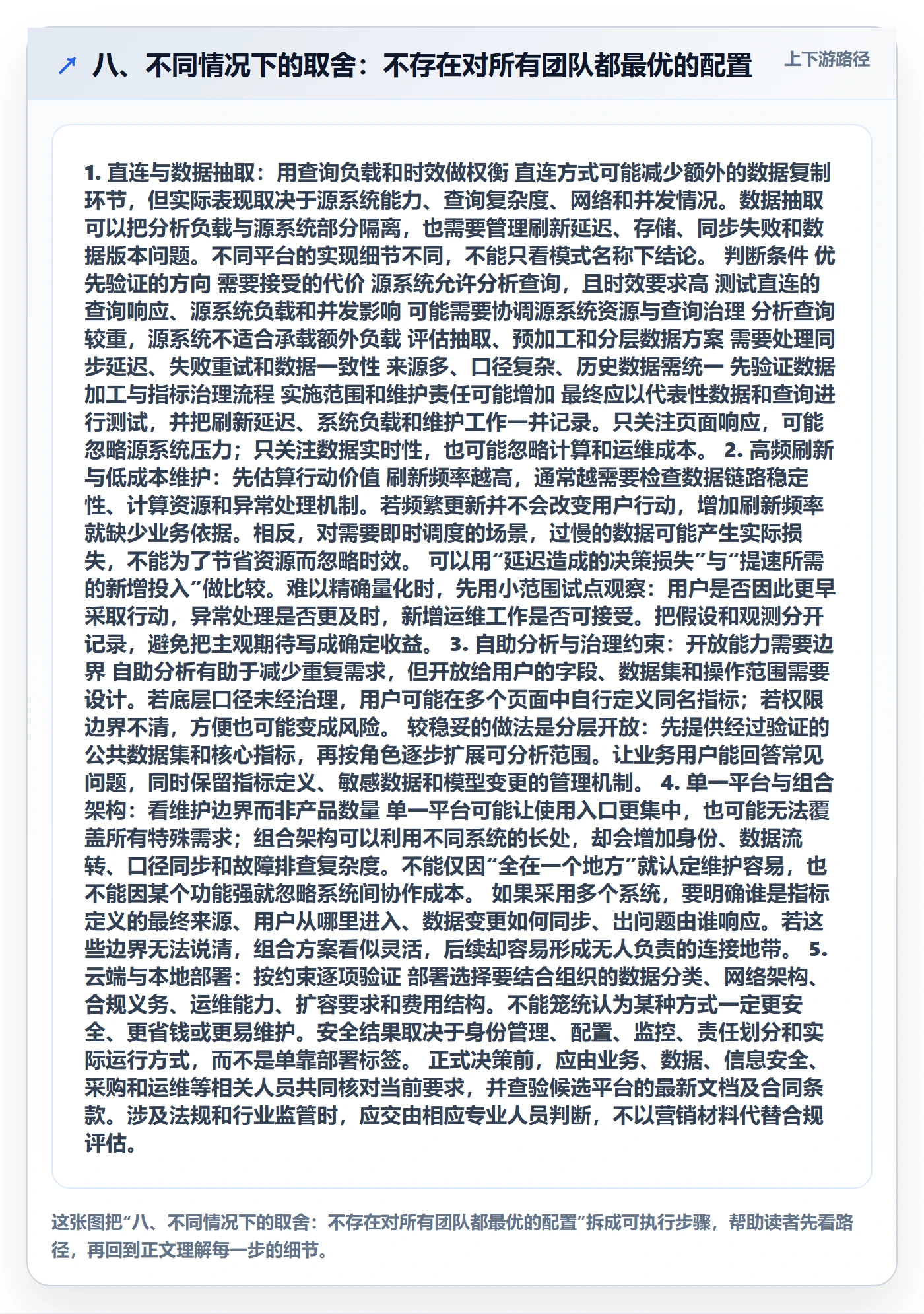八、不同情况下的取舍：不存在对所有团队都最优的配置
