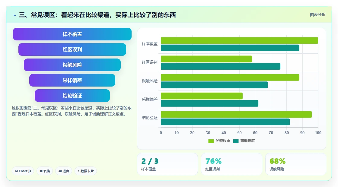 三、常见误区：看起来在比较渠道，实际上比较了别的东西
