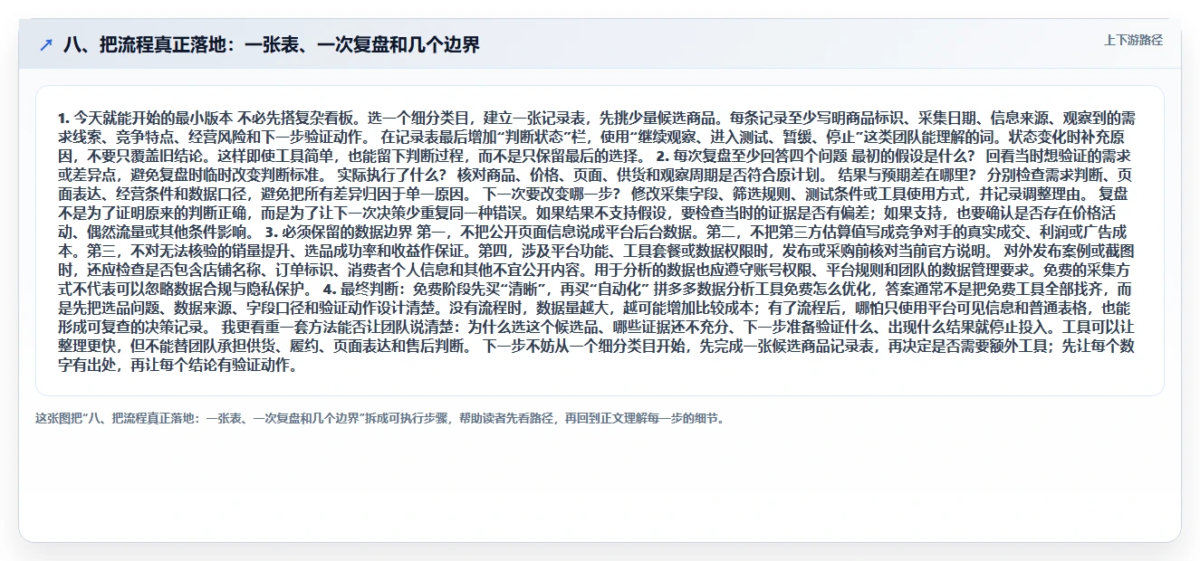 八、把流程真正落地：一张表、一次复盘和几个边界