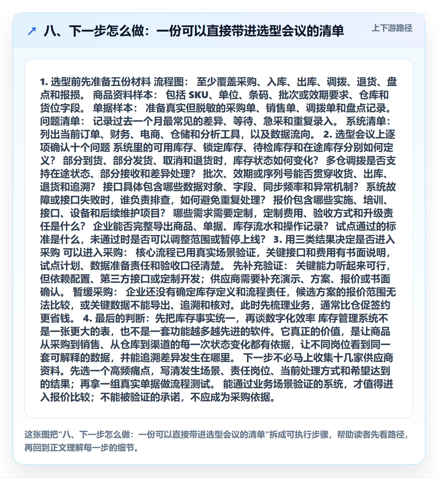 八、下一步怎么做：一份可以直接带进选型会议的清单