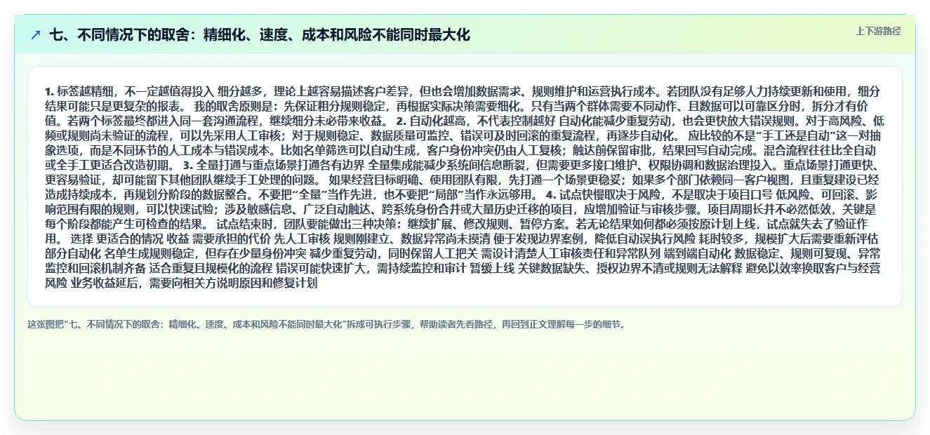 七、不同情况下的取舍：精细化、速度、成本和风险不能同时最大化