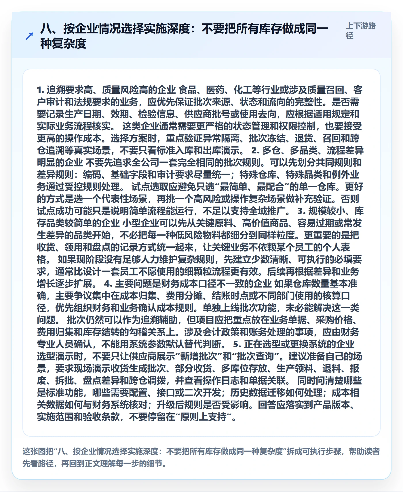 八、按企业情况选择实施深度：不要把所有库存做成同一种复杂度