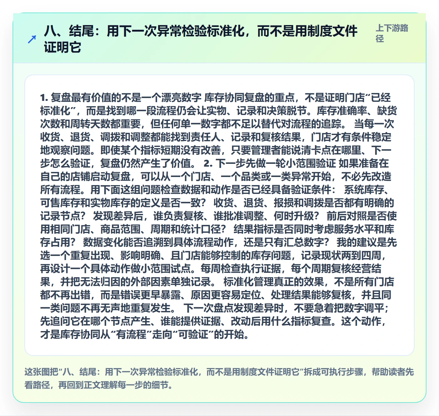 八、结尾：用下一次异常检验标准化，而不是用制度文件证明它