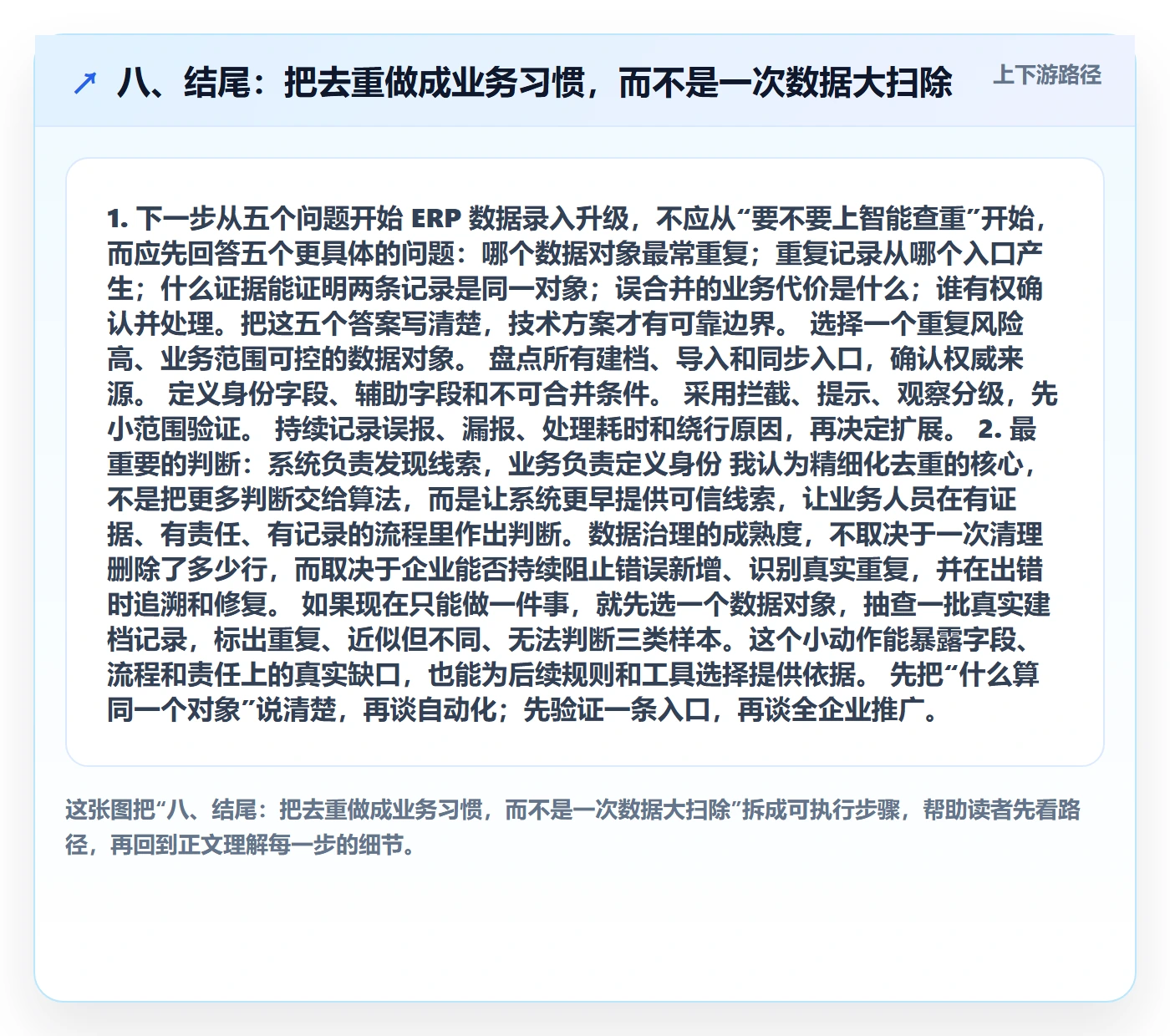 八、结尾：把去重做成业务习惯，而不是一次数据大扫除