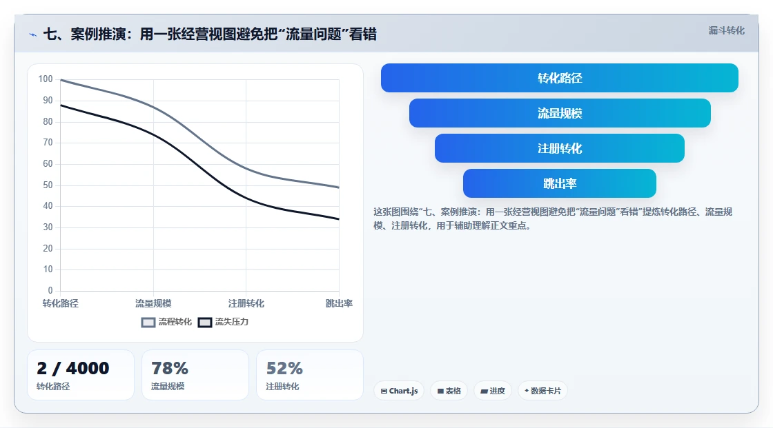 七、案例推演:用一张经营视图避免把“流量问题”看错