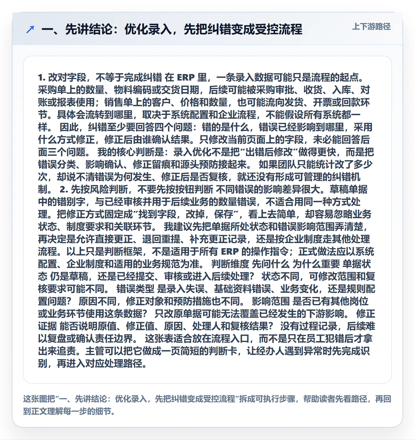 一、先讲结论：优化录入，先把纠错变成受控流程