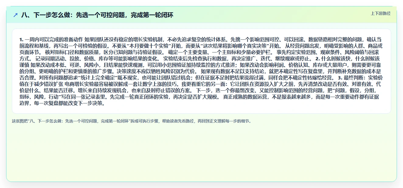 八、下一步怎么做：先选一个可控问题，完成第一轮闭环
