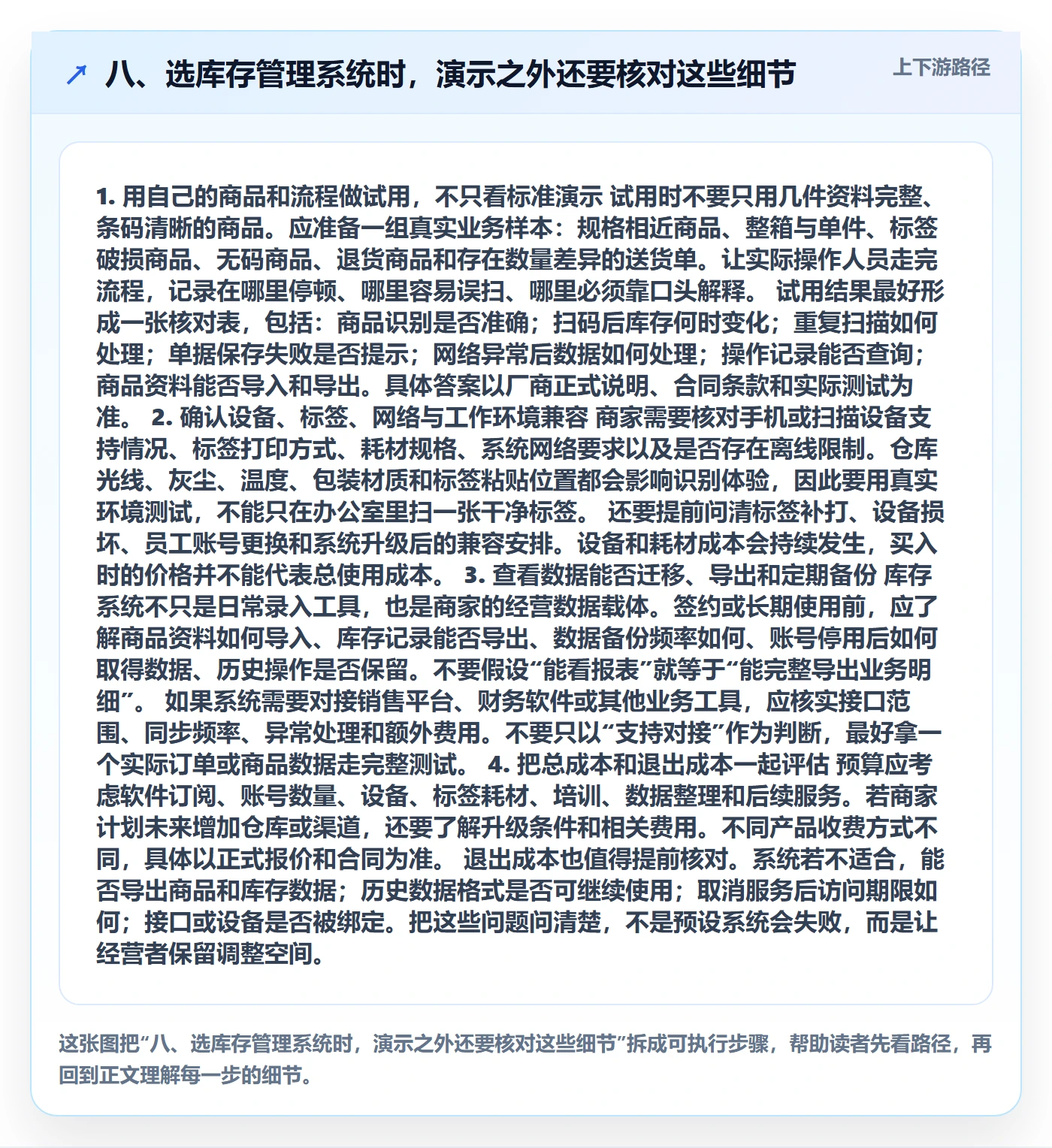八、选库存管理系统时，演示之外还要核对这些细节