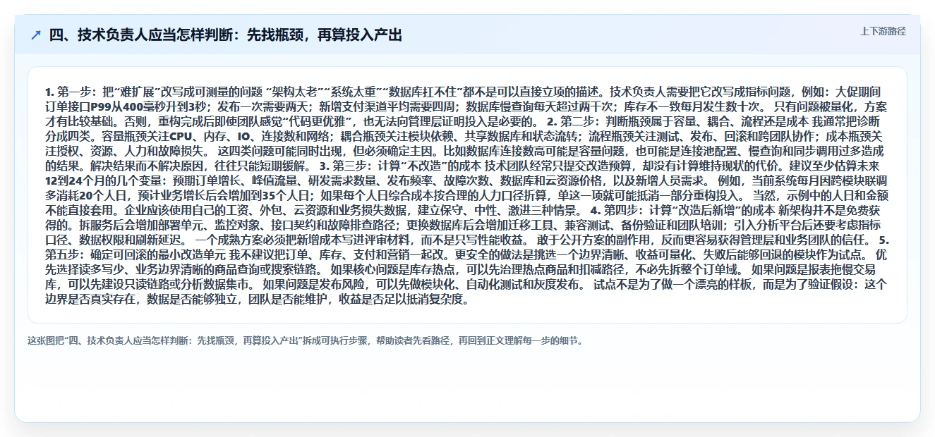四、技术负责人应当怎样判断：先找瓶颈，再算投入产出