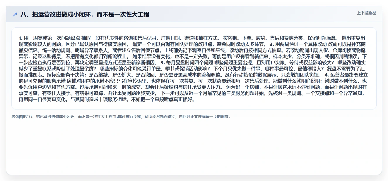 八、把运营改进做成小闭环，而不是一次性大工程