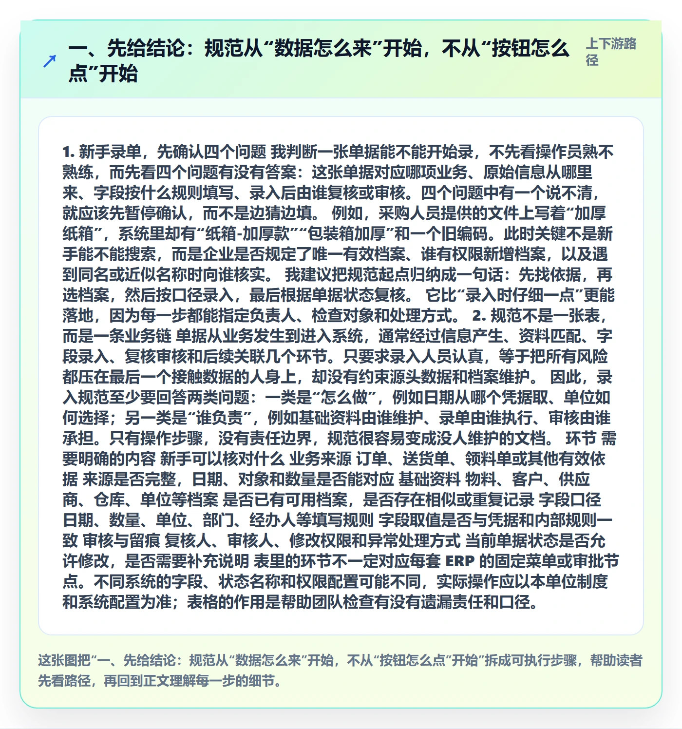 一、先给结论：规范从“数据怎么来”开始，不从“按钮怎么点”开始