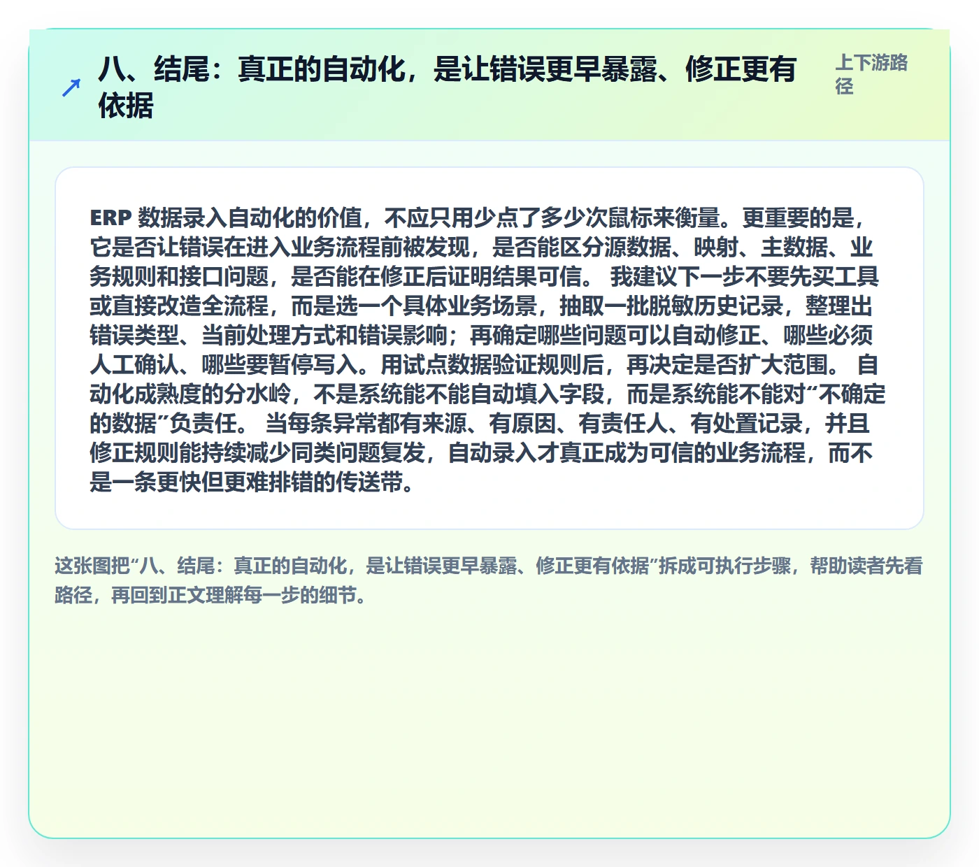 八、结尾：真正的自动化，是让错误更早暴露、修正更有依据