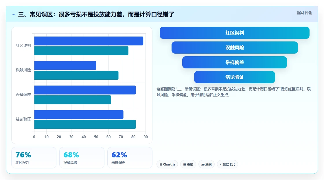 三、常见误区：很多亏损不是投放能力差，而是计算口径错了
