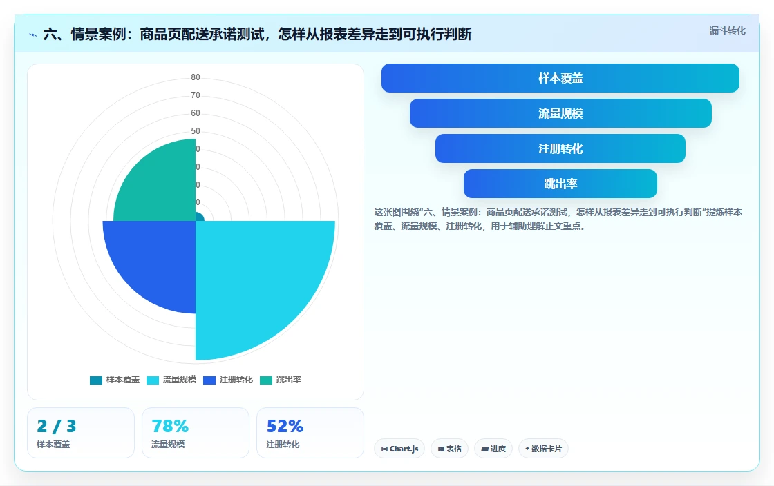 六、情景案例：商品页配送承诺测试，怎样从报表差异走到可执行判断