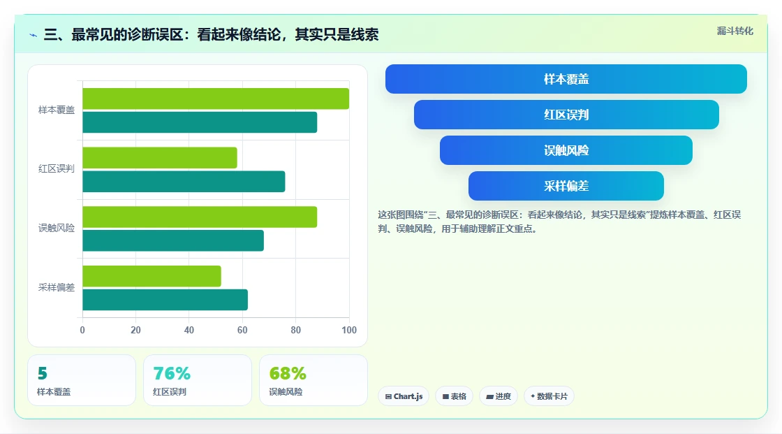 三、最常见的诊断误区:看起来像结论,其实只是线索