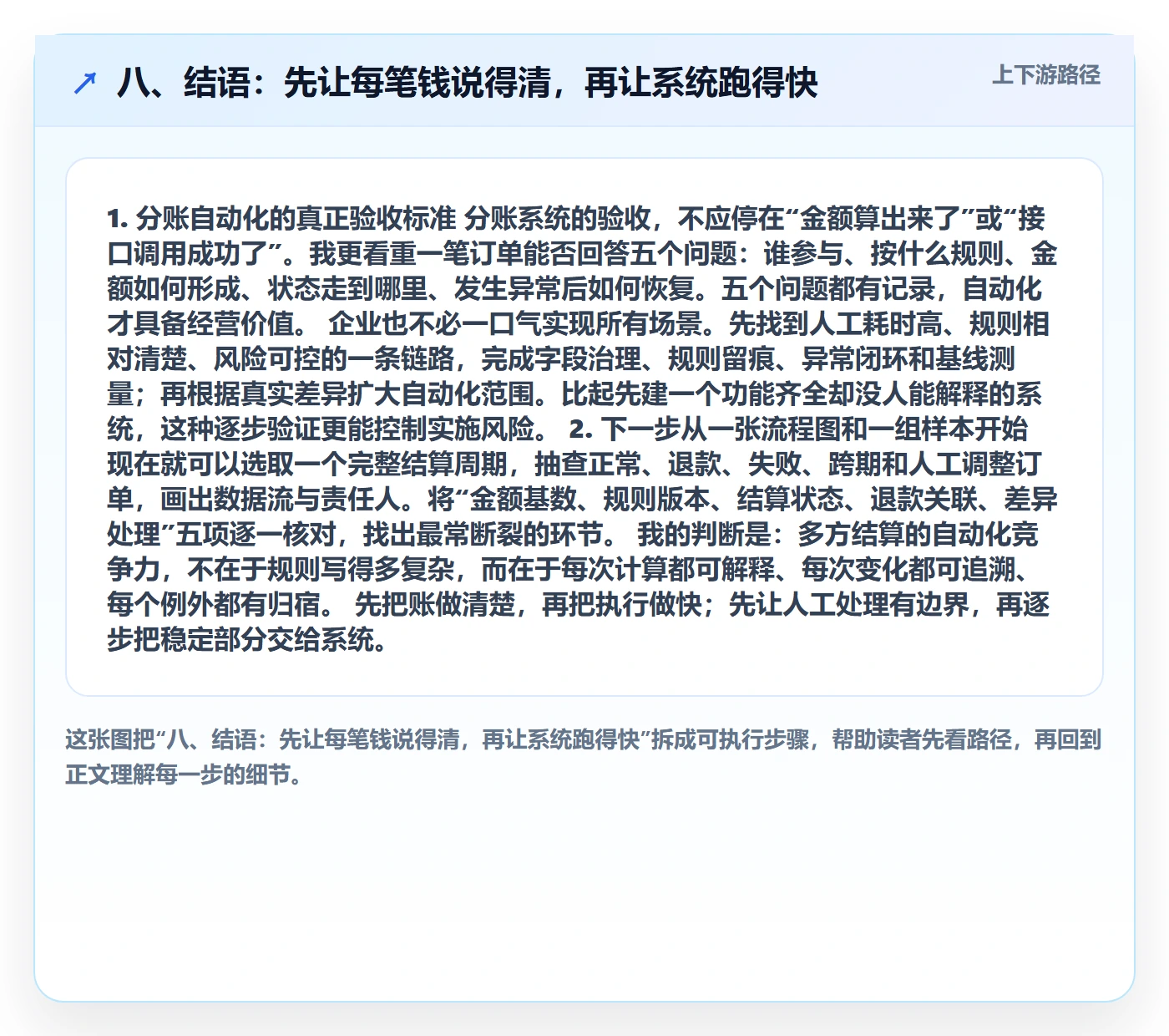 八、结语：先让每笔钱说得清，再让系统跑得快