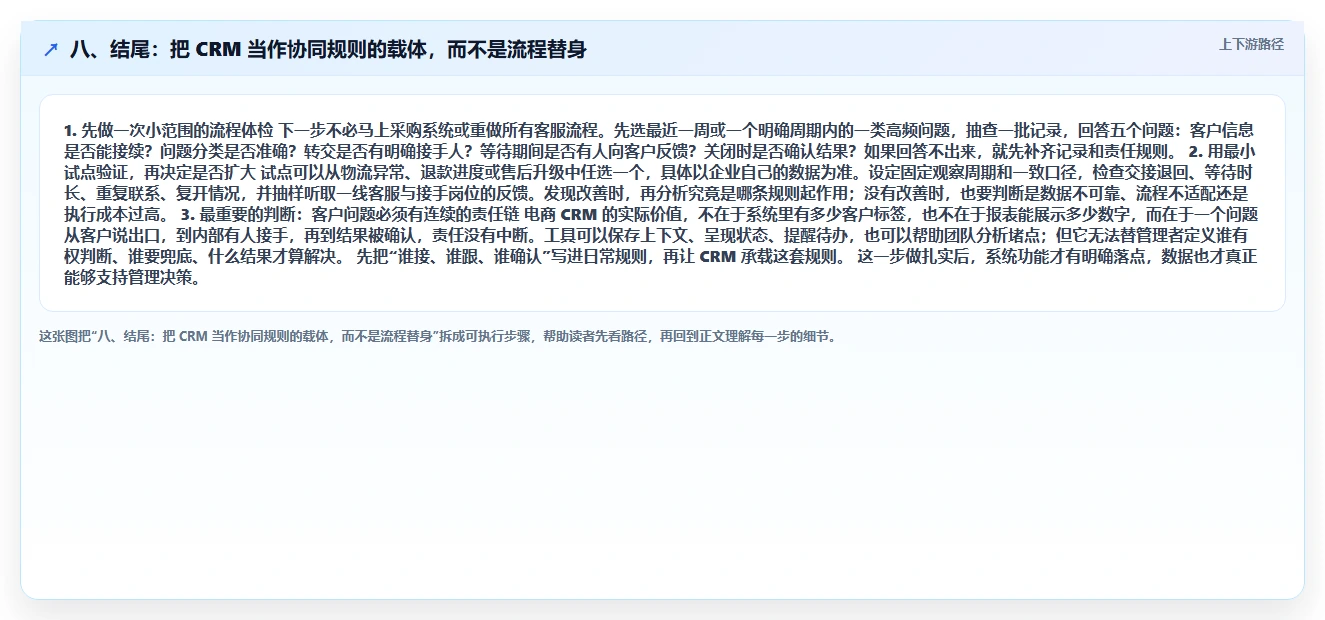 八、结尾:把 CRM 当作协同规则的载体,而不是流程替身