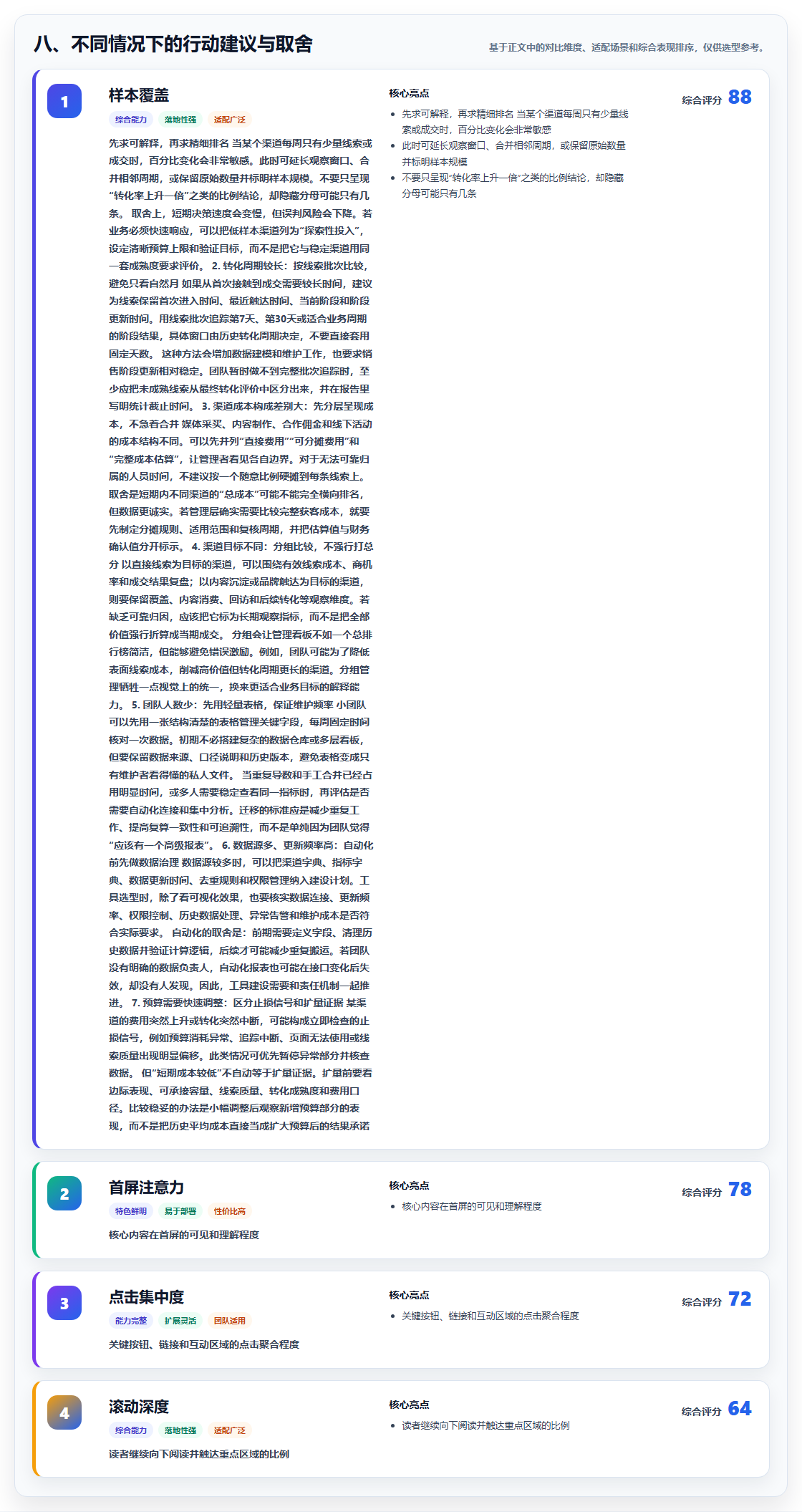 八、不同情况下的行动建议与取舍