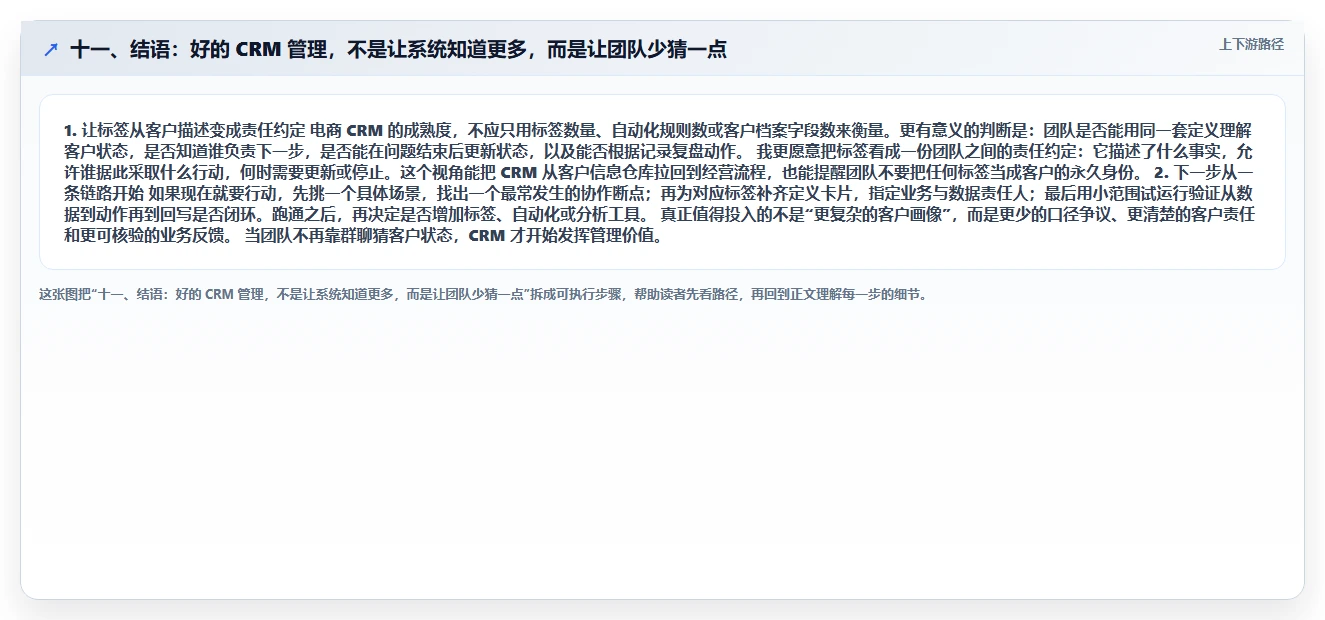 十一、结语：好的 CRM 管理，不是让系统知道更多，而是让团队少猜一点