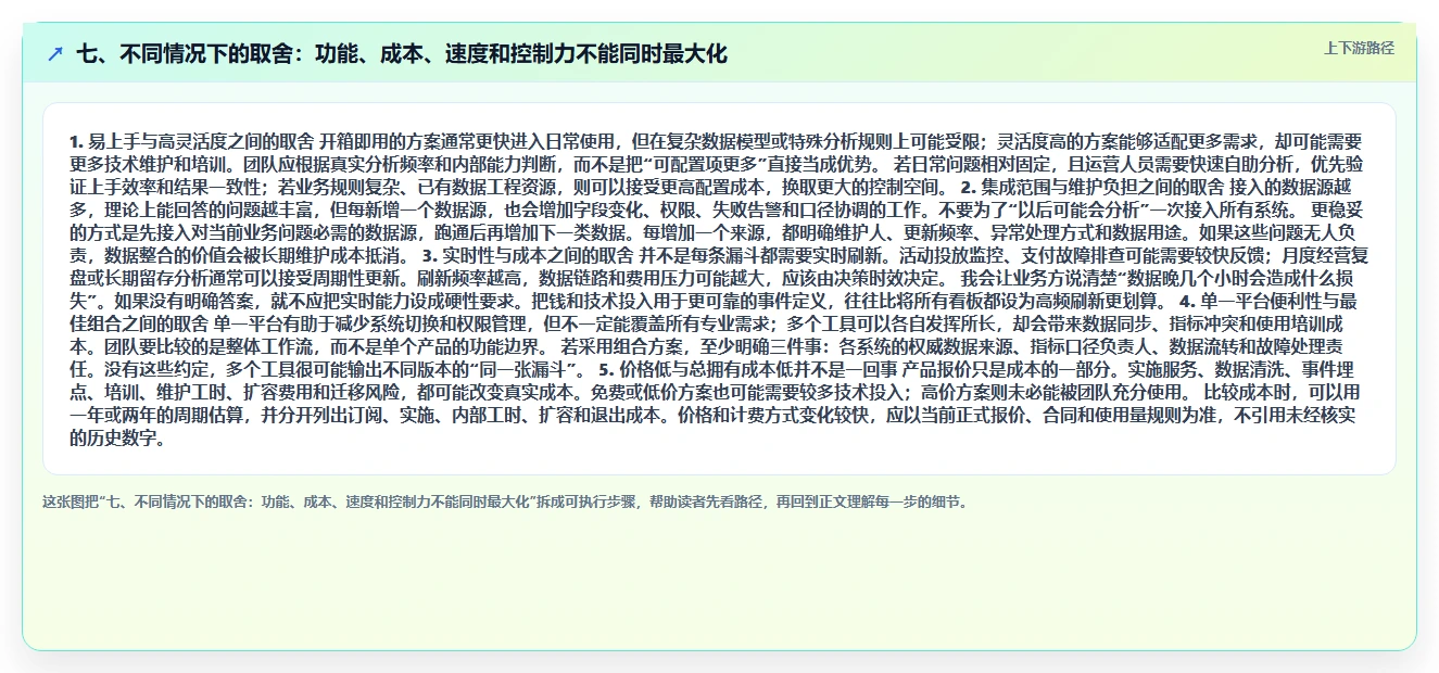 七、不同情况下的取舍：功能、成本、速度和控制力不能同时最大化