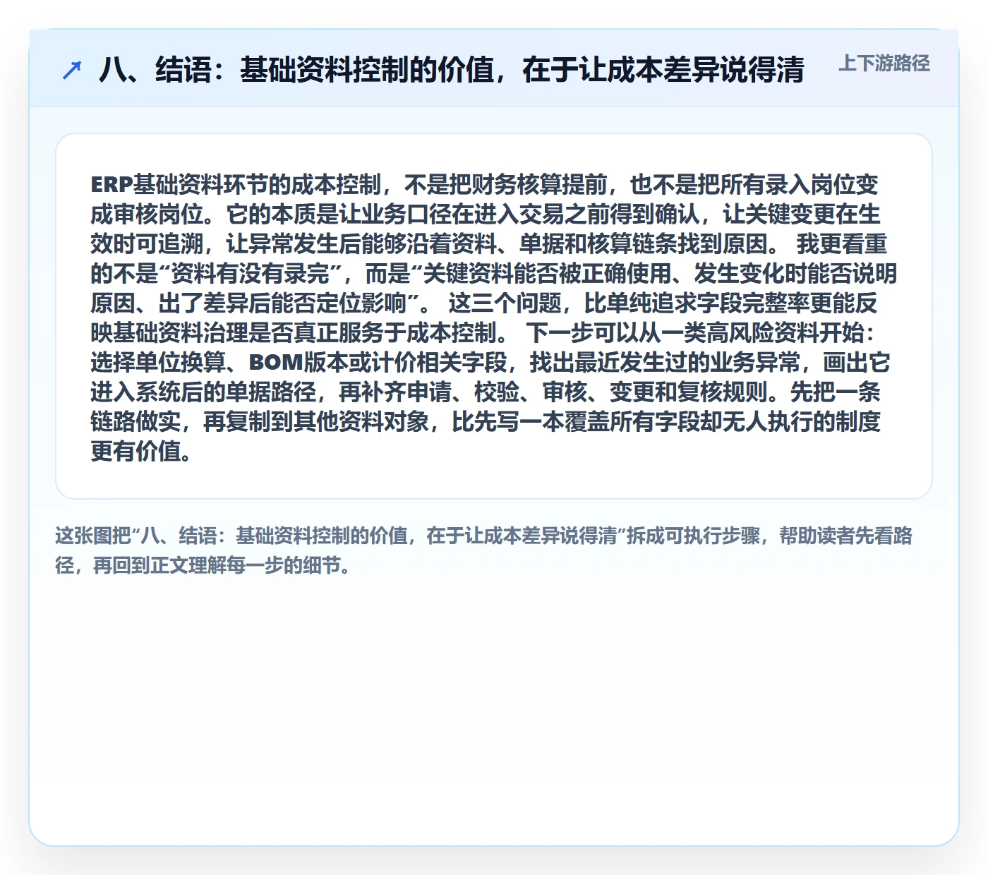 八、结语：基础资料控制的价值，在于让成本差异说得清