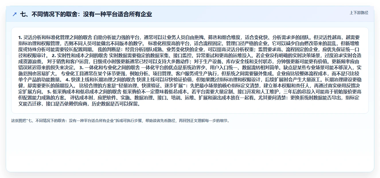 七、不同情况下的取舍：没有一种平台适合所有企业