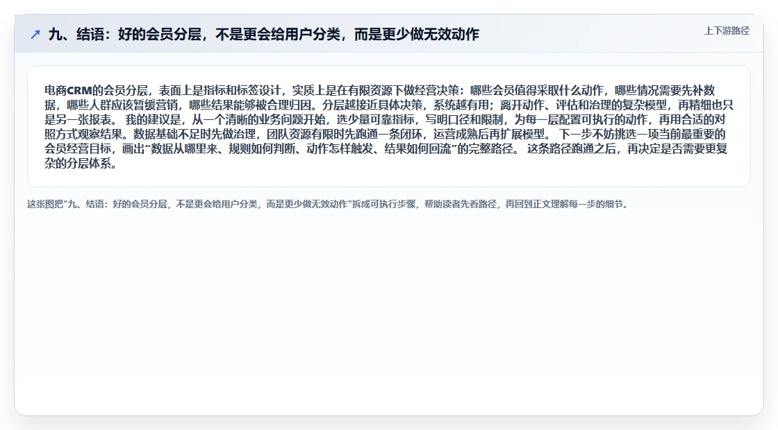 九、结语：好的会员分层，不是更会给用户分类，而是更少做无效动作