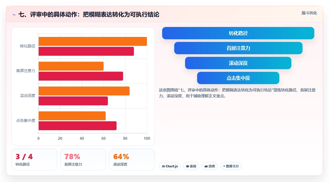 七、评审中的具体动作：把模糊表达转化为可执行结论