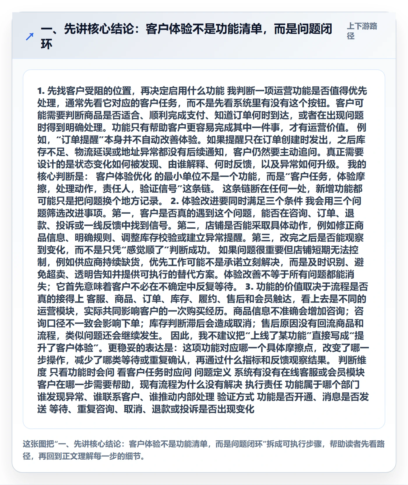 一、先讲核心结论：客户体验不是功能清单，而是问题闭环