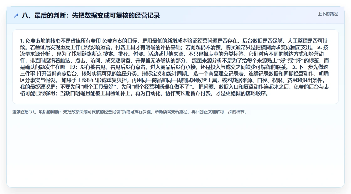 八、最后的判断：先把数据变成可复核的经营记录